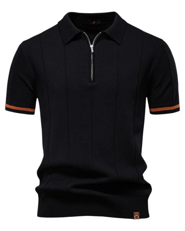 Men Zip Collar Knit Polo