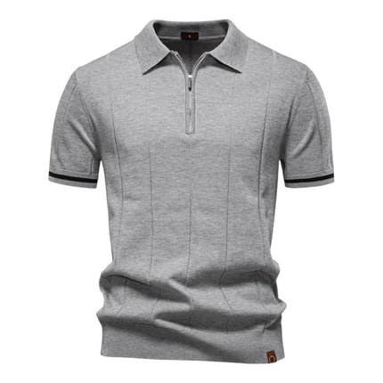 Men Zip Collar Knit Polo