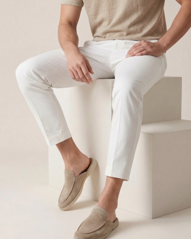 Men’s Slip-On Mules – Open Heel & Stitched Detail
