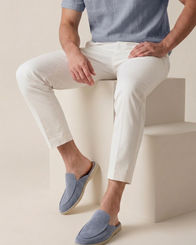 Men’s Slip-On Mules – Open Heel & Stitched Detail