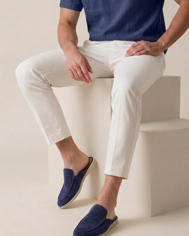 Men’s Slip-On Mules – Open Heel & Stitched Detail