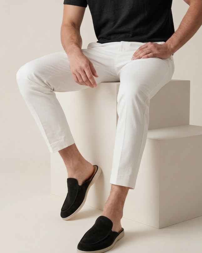Men’s Slip-On Mules – Open Heel & Stitched Detail