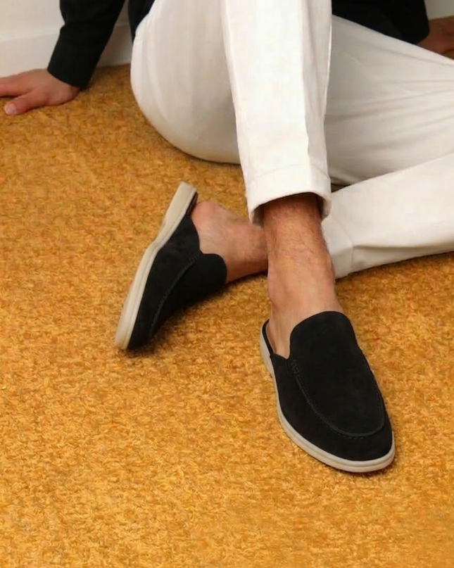 Men’s Slip-On Mules – Open Heel & Stitched Detail