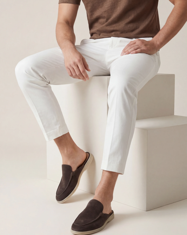 Men’s Slip-On Mules – Open Heel & Stitched Detail