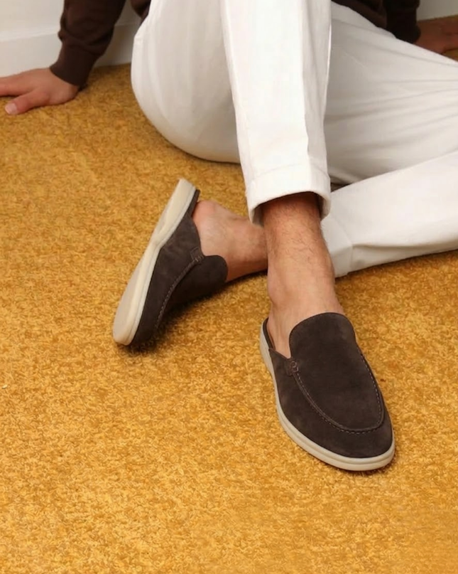 Men’s Slip-On Mules – Open Heel & Stitched Detail