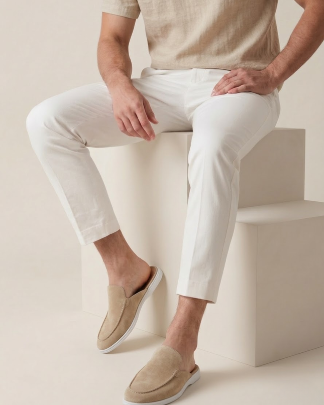 Men’s Slip-On Mules – Open Heel & Stitched Detail