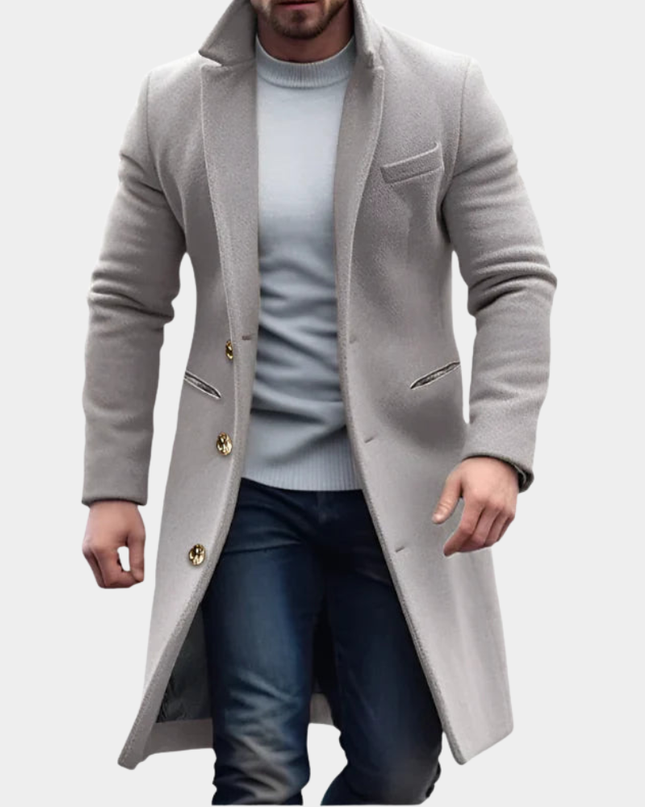 Adrian | Men's Coat – Long Tailored Design & Windproof Finish