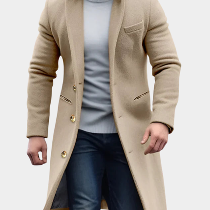 Adrian | Men's Coat – Long Tailored Design & Windproof Finish