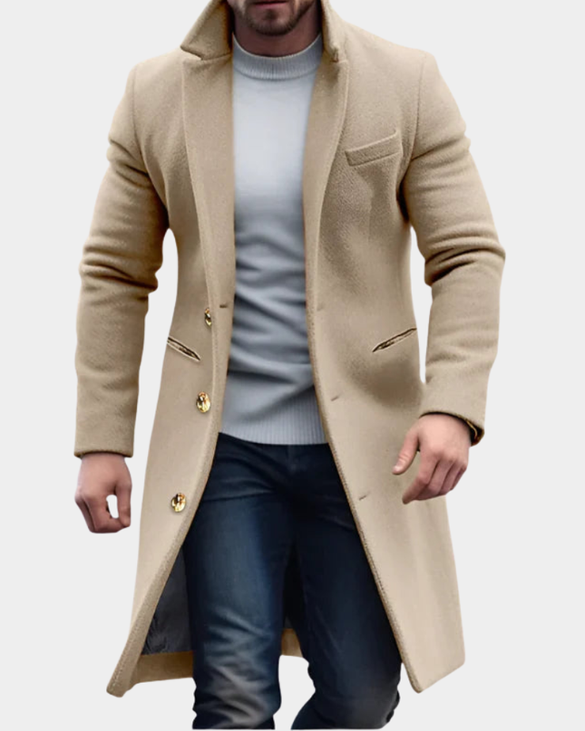 Adrian | Men's Coat – Long Tailored Design & Windproof Finish