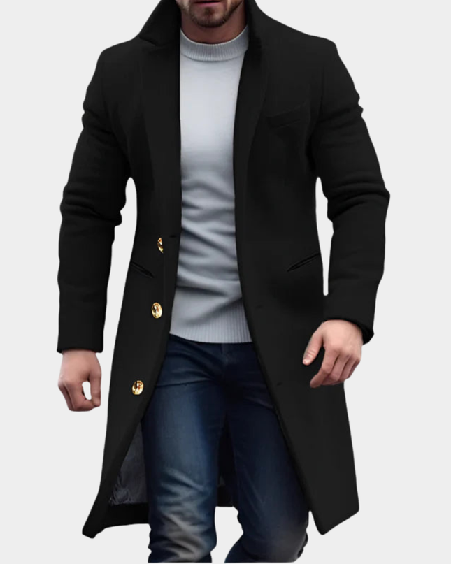 Adrian | Men's Coat – Long Tailored Design & Windproof Finish