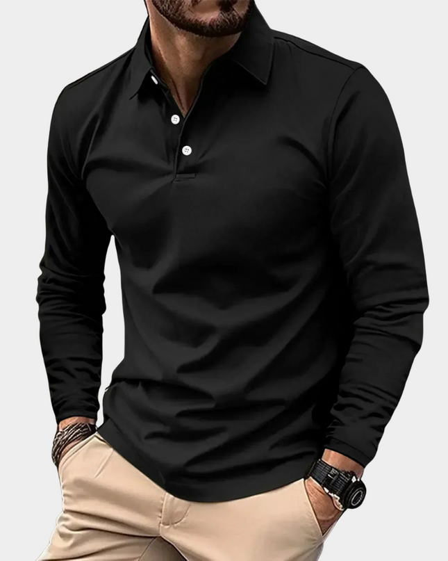 Adrian | Men's Long Sleeve Poloshirt Collared Casual