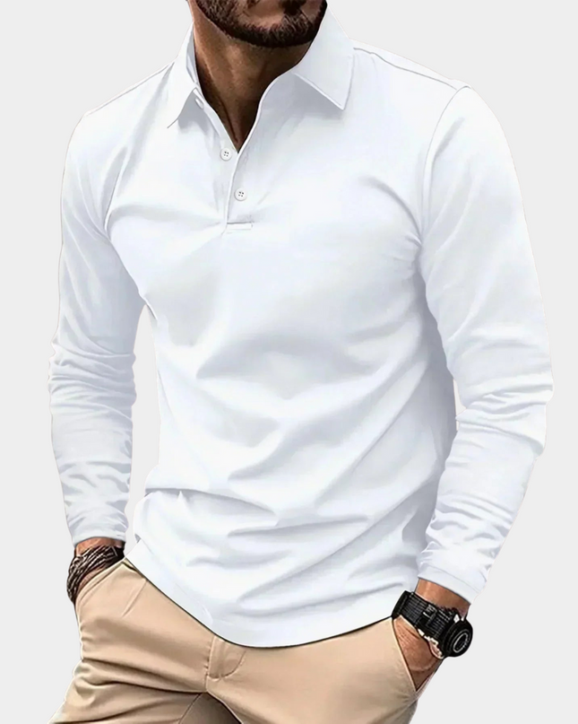 Adrian | Men's Long Sleeve Poloshirt Collared Casual