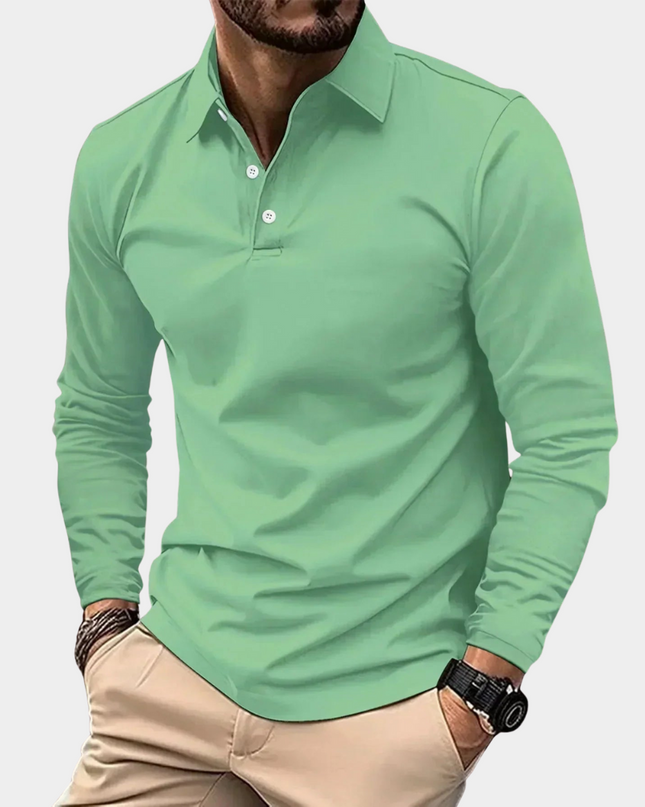 Adrian | Men's Long Sleeve Poloshirt Collared Casual