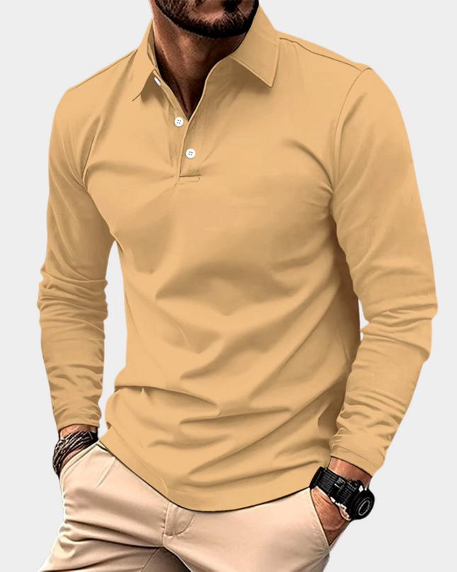 Adrian | Men's Long Sleeve Poloshirt Collared Casual