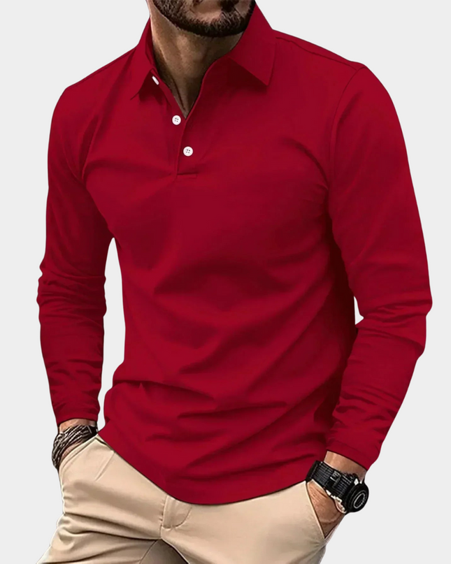 Adrian | Men's Long Sleeve Poloshirt Collared Casual