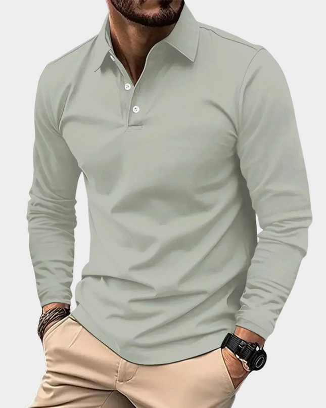 Adrian | Men's Long Sleeve Poloshirt Collared Casual