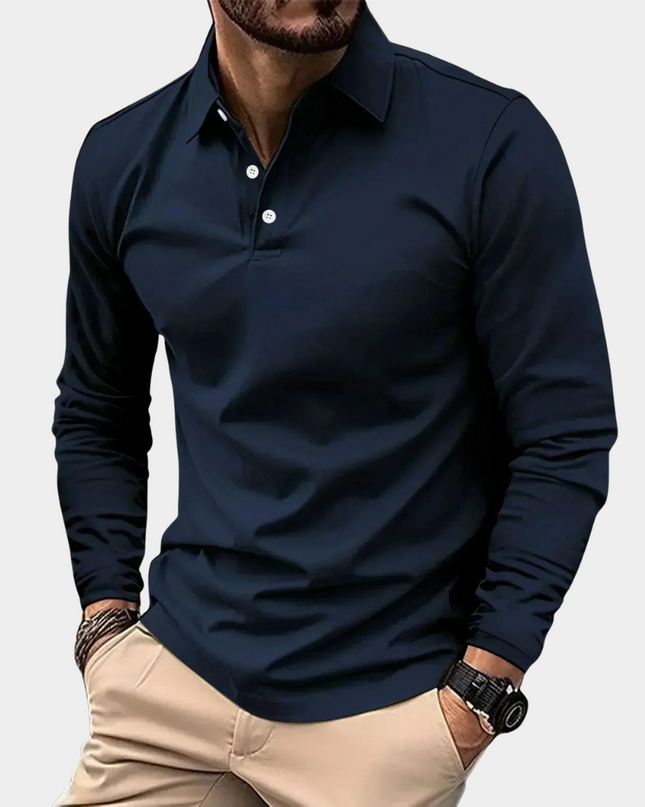Adrian | Men's Long Sleeve Poloshirt Collared Casual