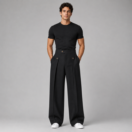 Alaric | Men's Wide Leg Trousers – Front Pleated Design