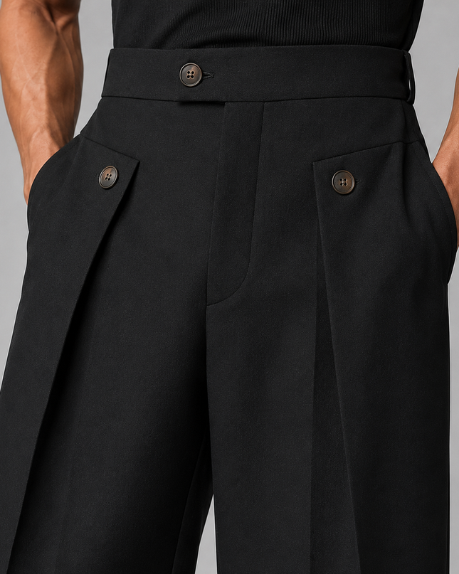 Alaric | Men's Wide Leg Trousers – Front Pleated Design