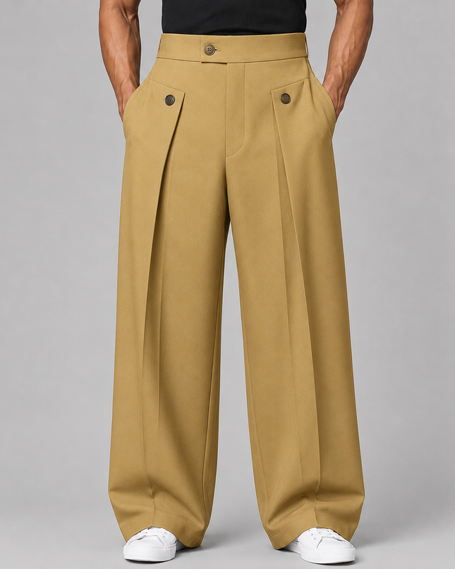Alaric | Men's Wide Leg Trousers – Front Pleated Design