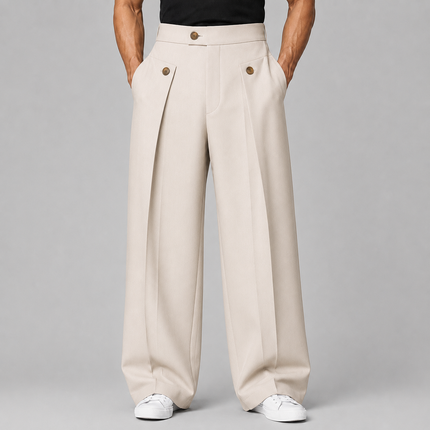 Alaric | Men's Wide Leg Trousers – Front Pleated Design