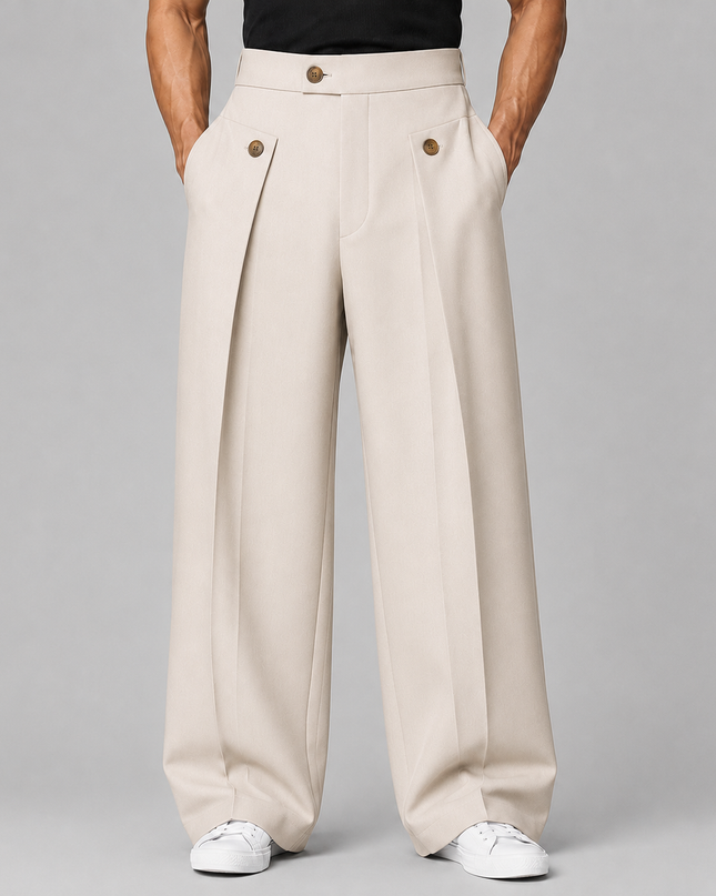 Alaric | Men's Wide Leg Trousers – Front Pleated Design
