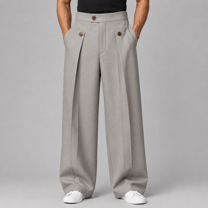 Alaric | Men's Wide Leg Trousers – Front Pleated Design
