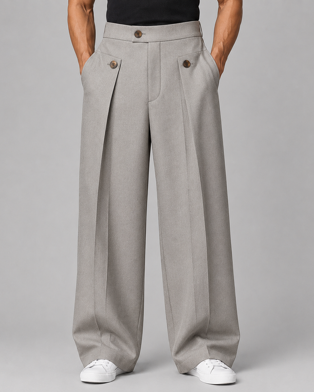 Alaric | Men's Wide Leg Trousers – Front Pleated Design