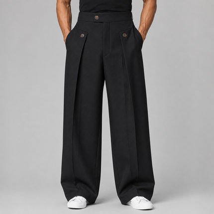 Alaric | Men's Wide Leg Trousers – Front Pleated Design