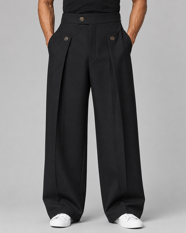 Alaric | Men's Wide Leg Trousers – Front Pleated Design
