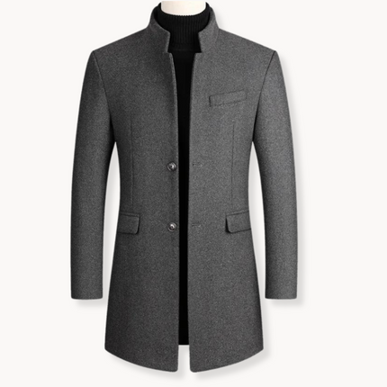 Aldevren | Men's Wool Cashmere Overcoat Stand Collar Button Front
