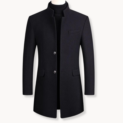 Aldevren | Men's Wool Cashmere Overcoat Stand Collar Button Front