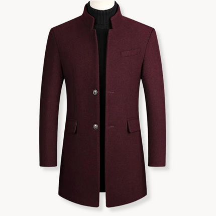 Aldevren | Men's Wool Cashmere Overcoat Stand Collar Button Front