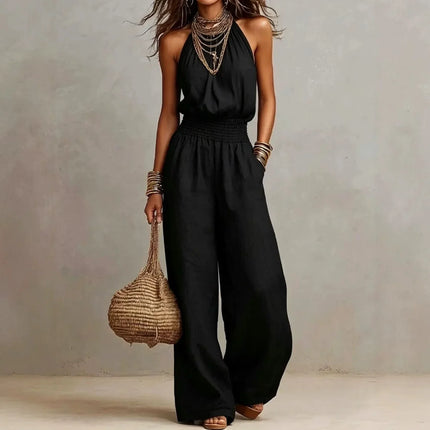 Alessia | Halter Neck Wide Leg Jumpsuit