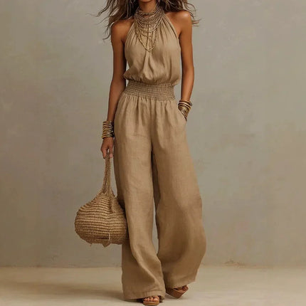 Alessia | Halter Neck Wide Leg Jumpsuit
