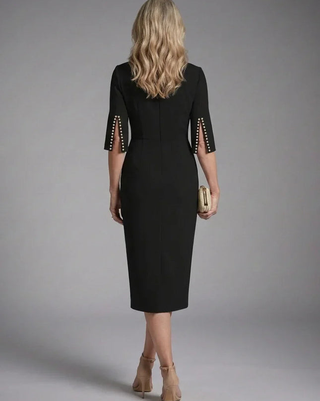 Amaris | Split Sleeve Fitted Midi Dress