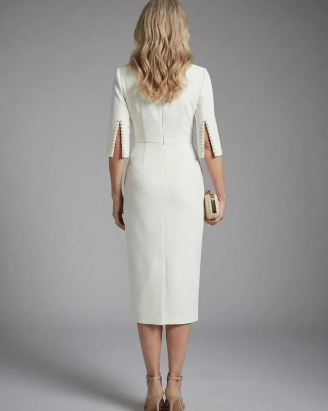 Amaris | Split Sleeve Fitted Midi Dress
