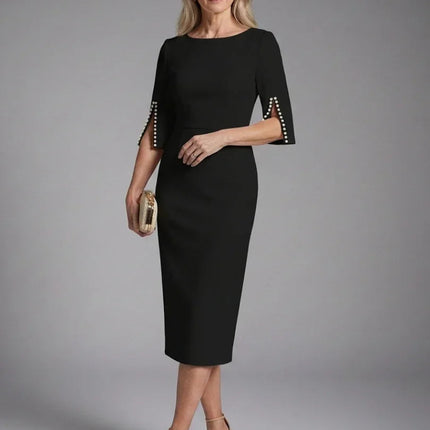 Amaris | Split Sleeve Fitted Midi Dress