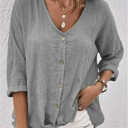 Anneliese | V-Neck Button Front Blouse