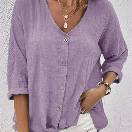 Anneliese | V-Neck Button Front Blouse