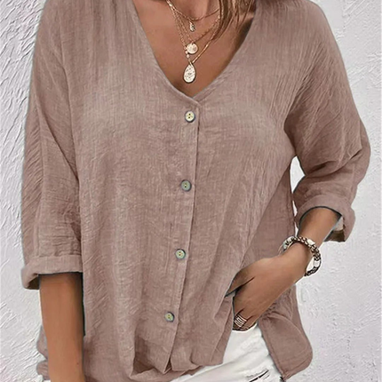 Anneliese | V-Neck Button Front Blouse
