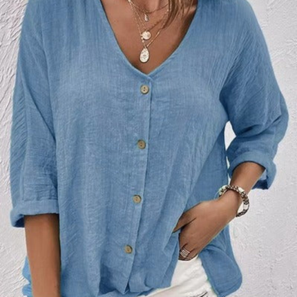 Anneliese | V-Neck Button Front Blouse