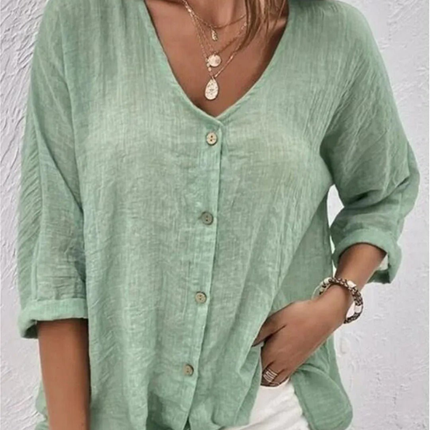 Anneliese | V-Neck Button Front Blouse