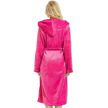 Anouk | Women's Fleece Bathrobe – Hooded Long Robe