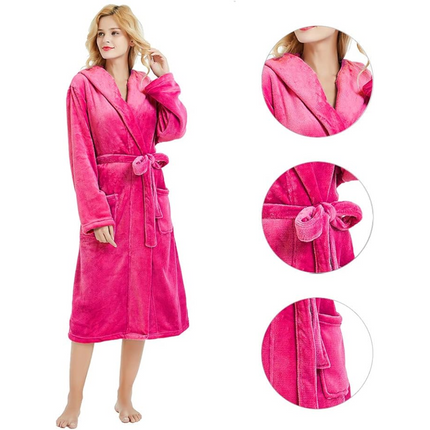 Anouk | Women's Fleece Bathrobe – Hooded Long Robe