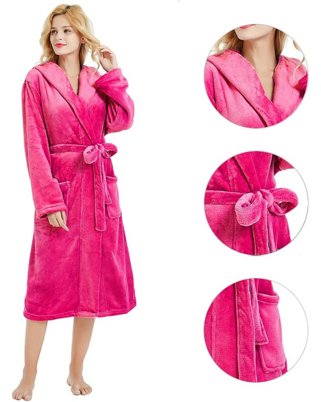 Anouk | Women's Fleece Bathrobe – Hooded Long Robe
