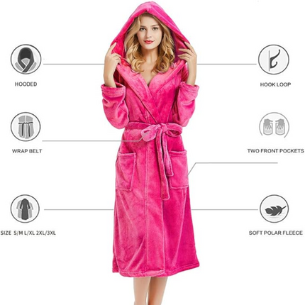 Anouk | Women's Fleece Bathrobe – Hooded Long Robe