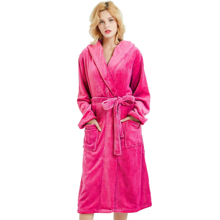 Anouk | Women's Fleece Bathrobe – Hooded Long Robe