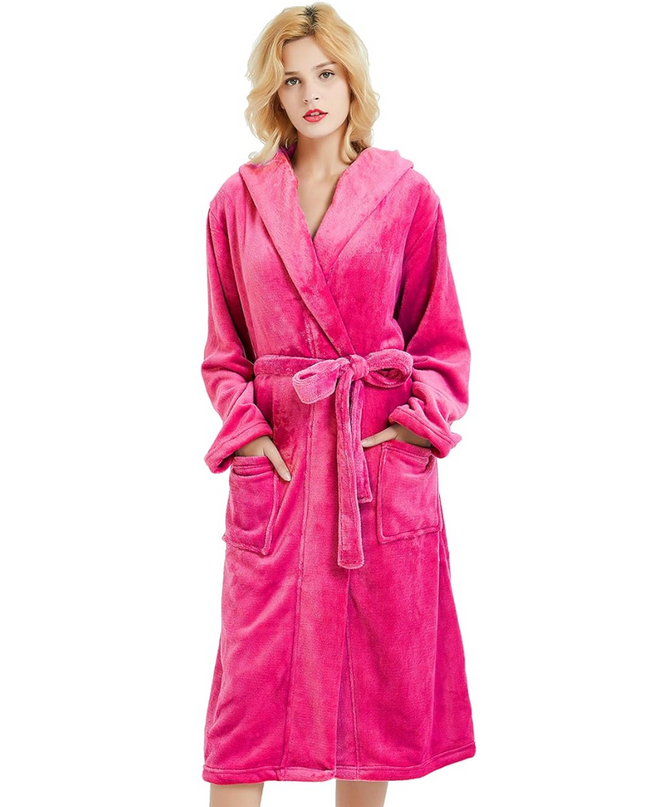 Anouk | Women's Fleece Bathrobe – Hooded Long Robe
