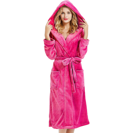 Anouk | Women's Fleece Bathrobe – Hooded Long Robe